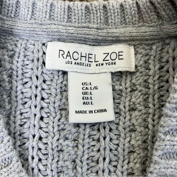 Rachel Zoe Grey Cable Knit Sweater Vest Fisherman Minimalist Academia Fall Sz L - Picture 11 of 14